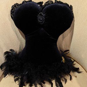 Black Velvet Bustier Pillow